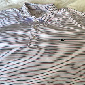 Vineyard Vines men performance polo - pink and blue stripe